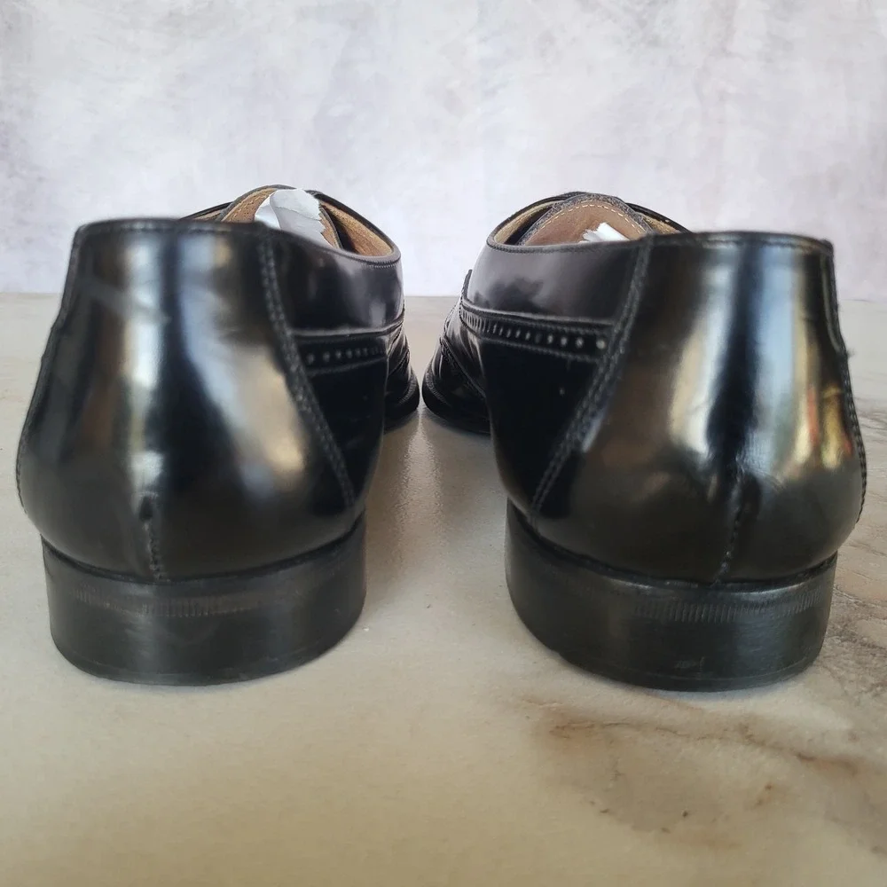 Johnston Murphy Italy Wingtip Oxfords Black Men's Size 8 M